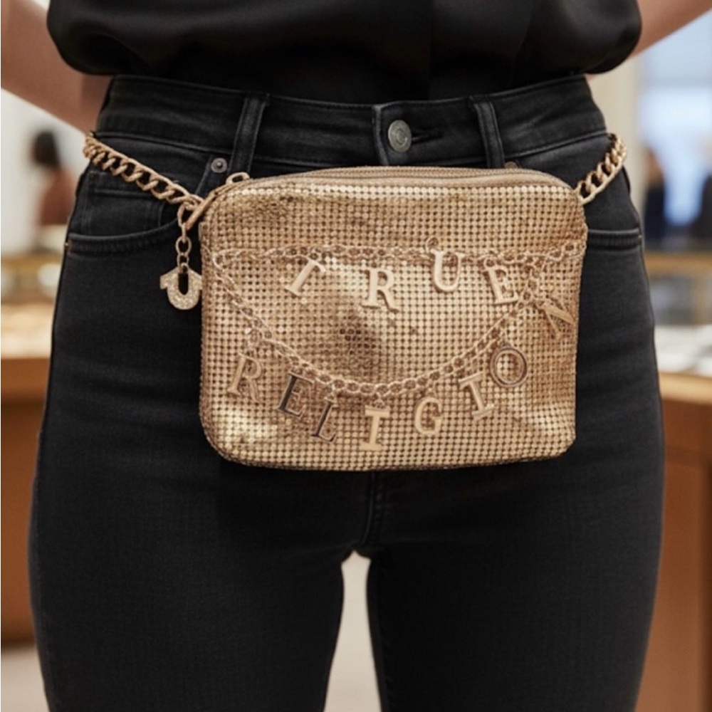 True Religion Shimmering Gold Crossbody Bag